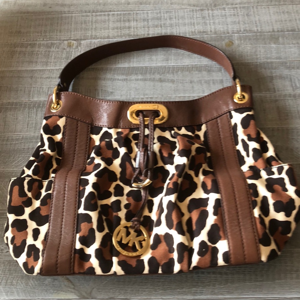 Michael Kors leopard and leather handbag